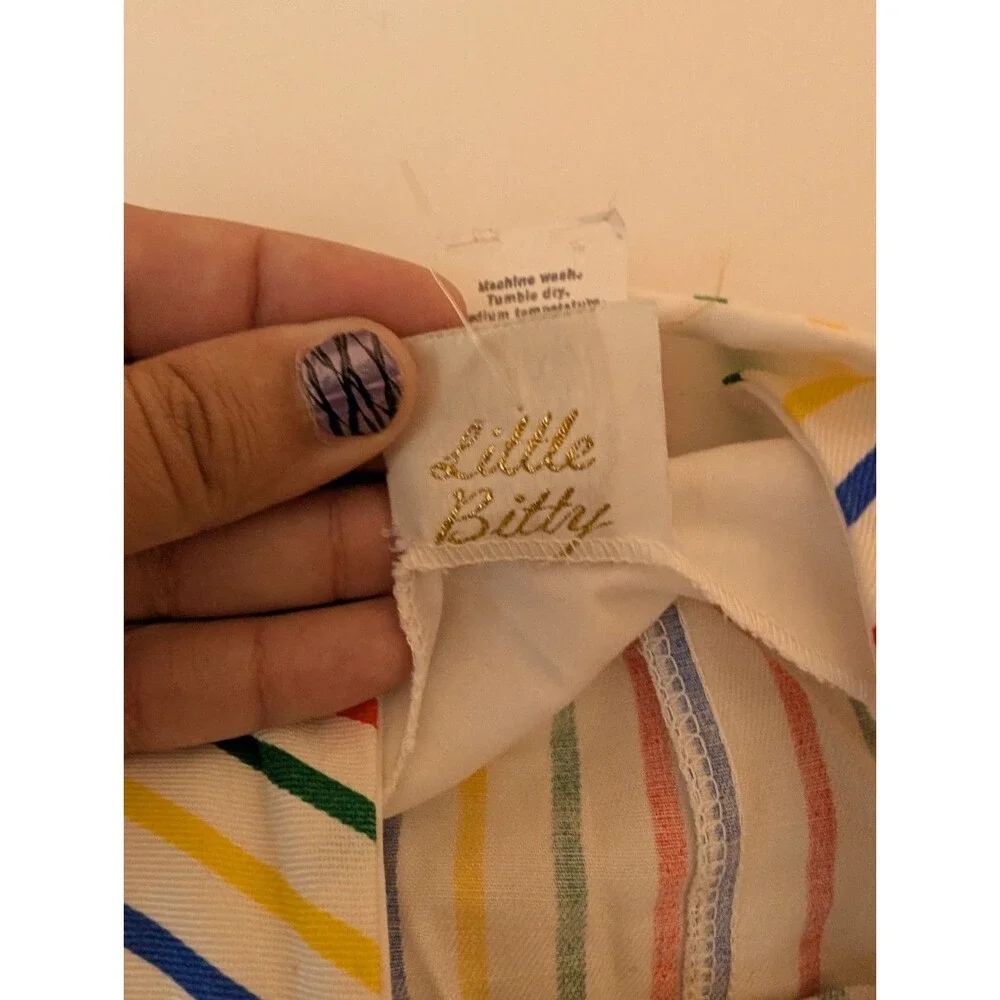 Vintage Little Bitty Striped Overalls Yellow Whale Applique Size 24 Months EUC